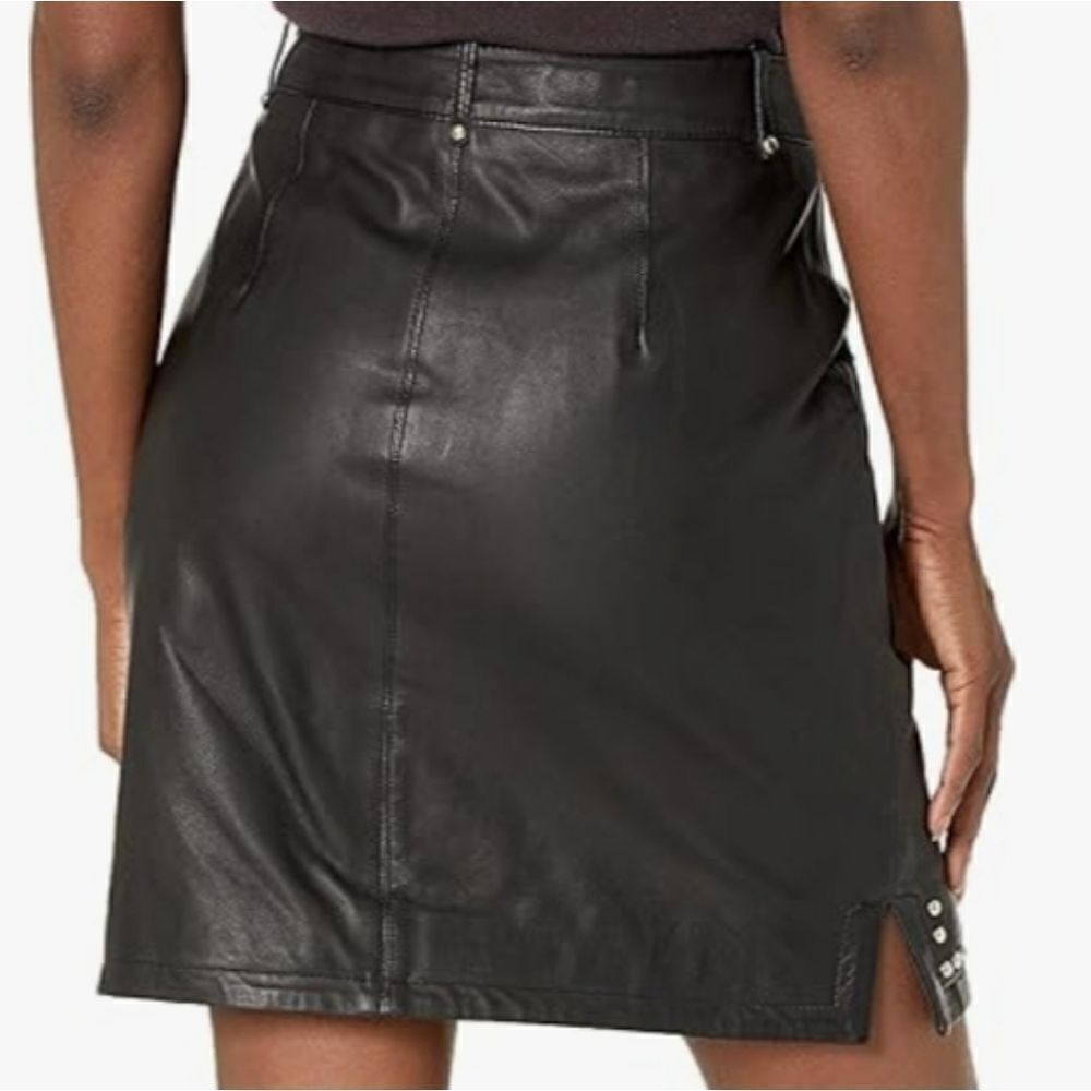 Karl Lagerfeld leather skirt new with tags dark academia preppy gothic chunky - Picture 2 of 12